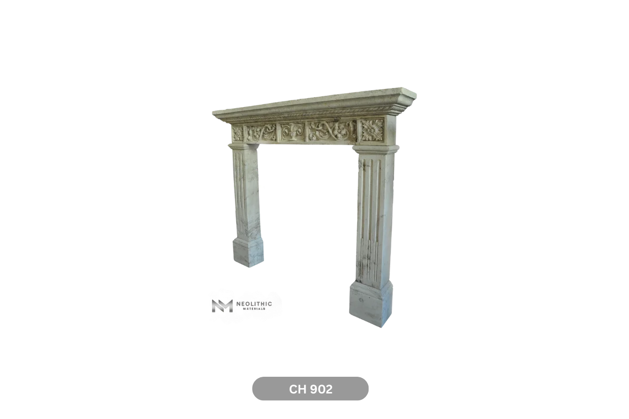 Limestone Fireplace Mantel - Image 3